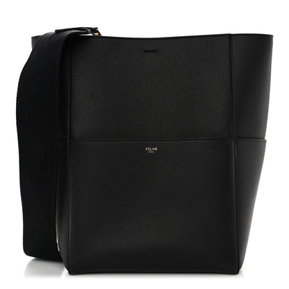 Celine Soft Grained Calfskin Sangle Bucket Bag Black 1 of 9