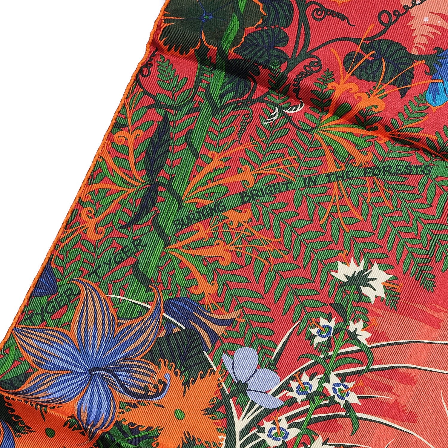 Hermes Silk Tyger Tyger Scarf 90 Saumon Corail Vert 3 of 5