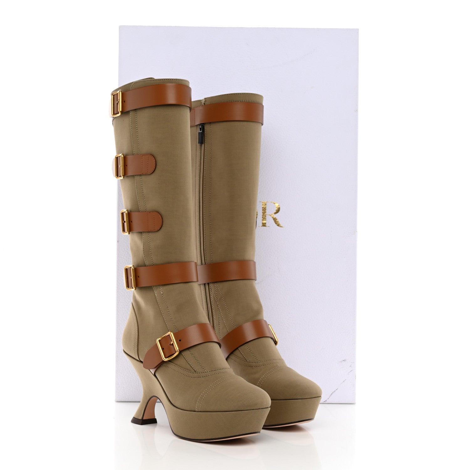 Christian Dior Technical Fabric Calfskin Diorevolt High Boots 38 Golden Saddle 9 of 9