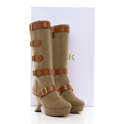 Christian Dior Technical Fabric Calfskin Diorevolt High Boots 38 Golden Saddle 9 of 9