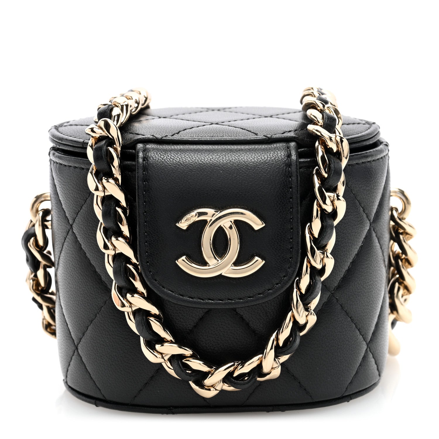 Chanel Lambskin Quilted Mini Vanity Case With Chain Black 1 of 10