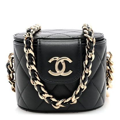 Chanel Lambskin Quilted Mini Vanity Case With Chain Black 1 of 10