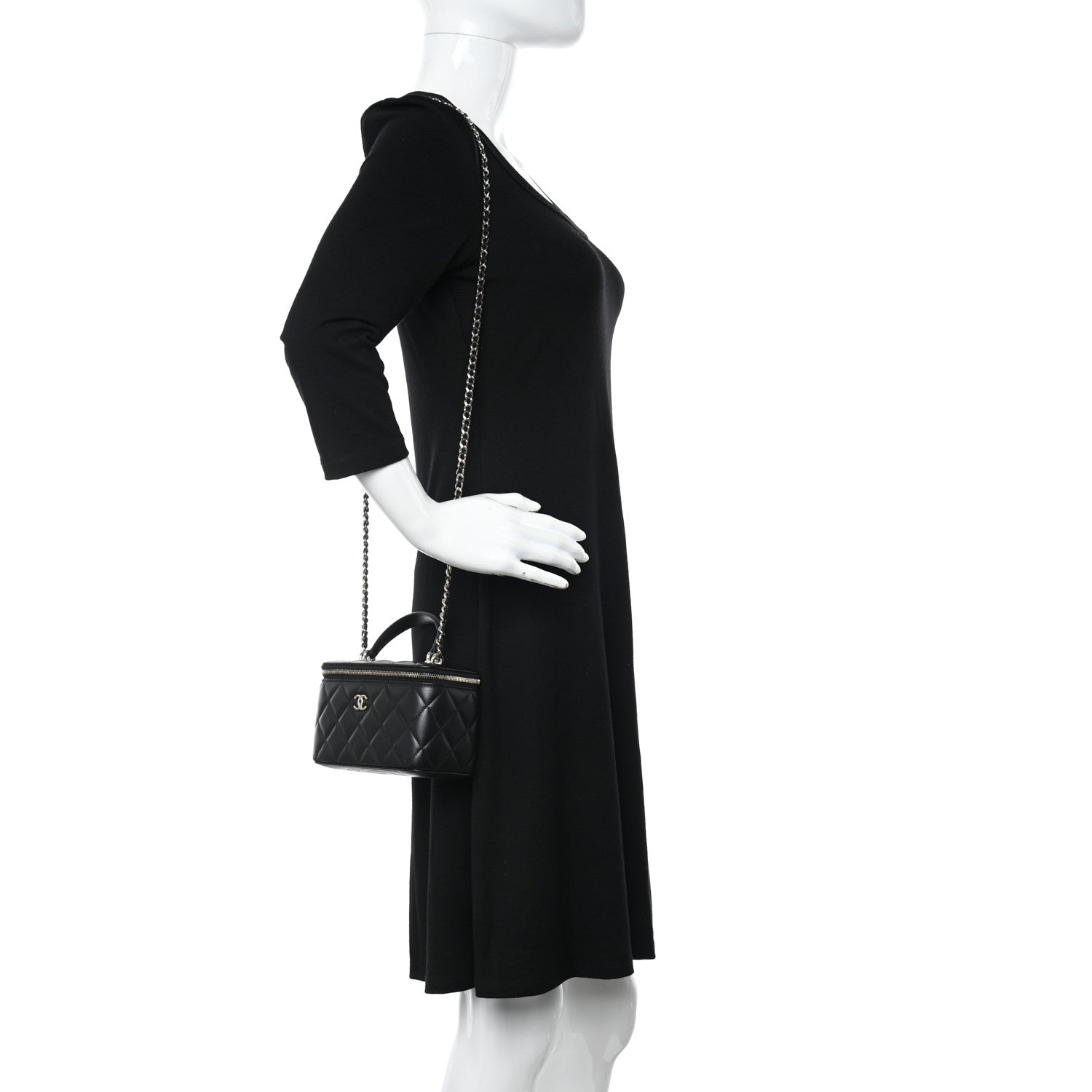 Chanel Lambskin Quilted Small Top Handle Vanity Case With Chain Black 2 of 12