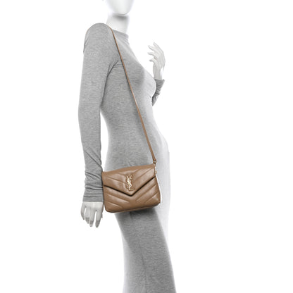 Saint Laurent Calfskin Y Quilted Monogram Toy Loulou Crossbody Bag Latte 2 of 12