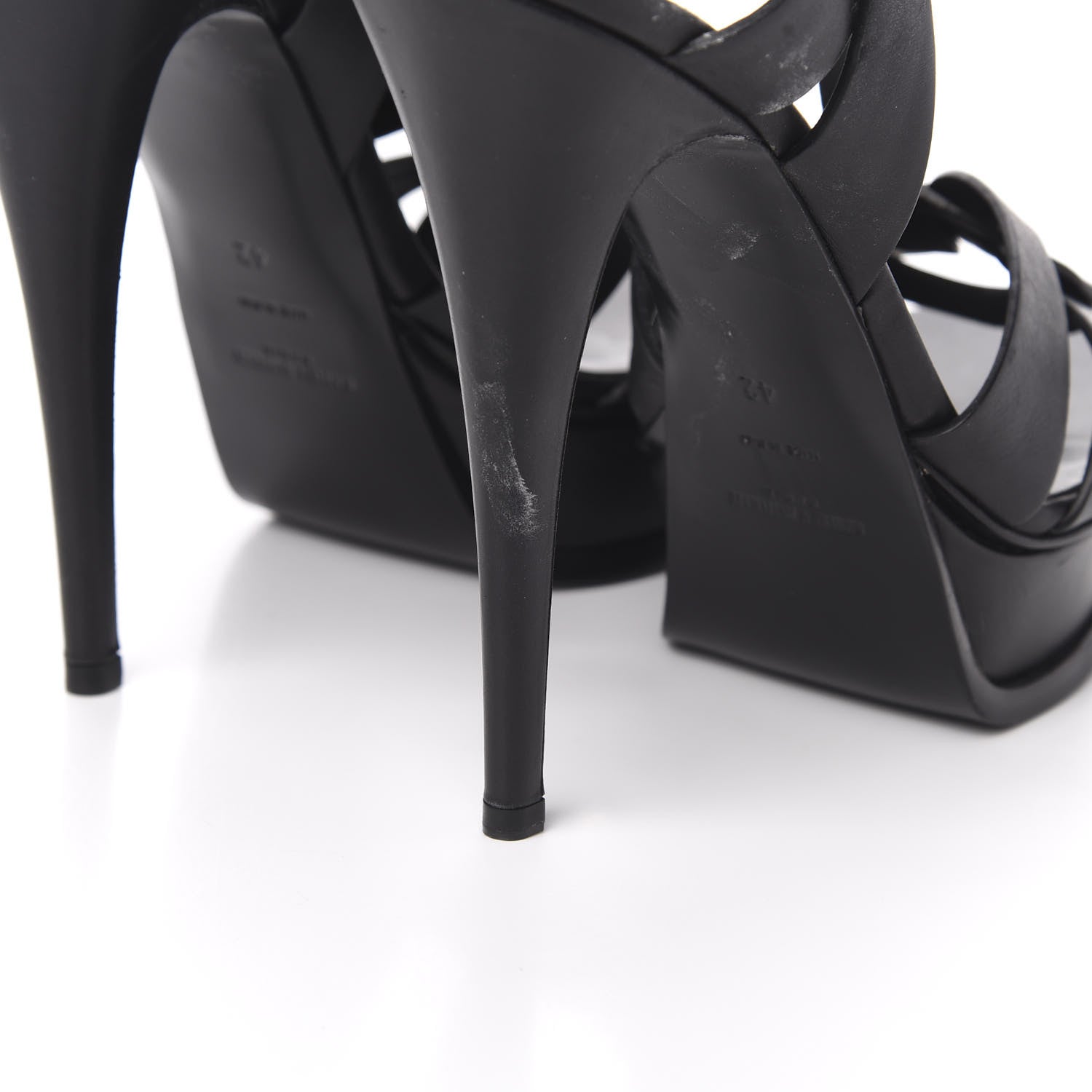 Saint Laurent Calfskin Tribute 105 Platform Sandals 42 Black 6 of 11