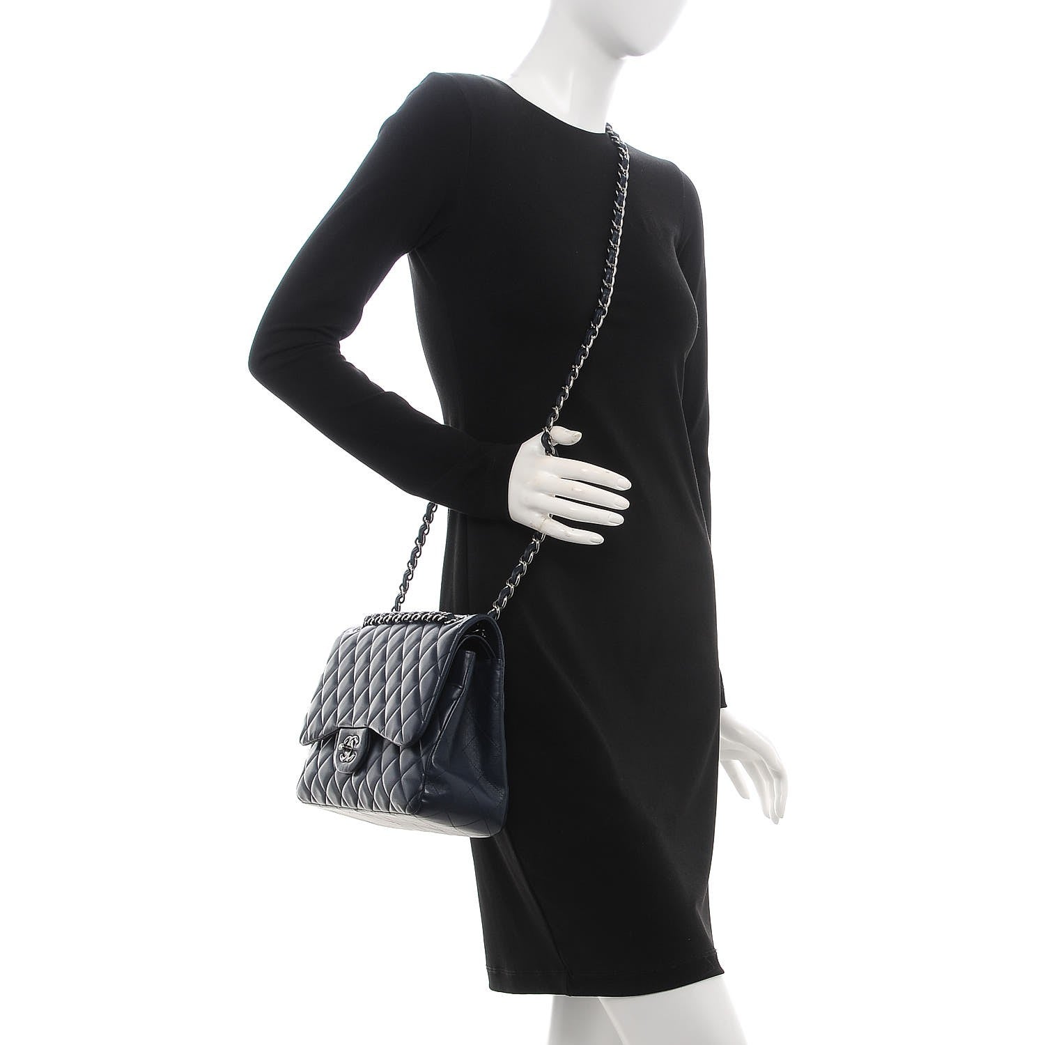 Chanel Lambskin Quilted Jumbo Double Flap Navy 3 of 21