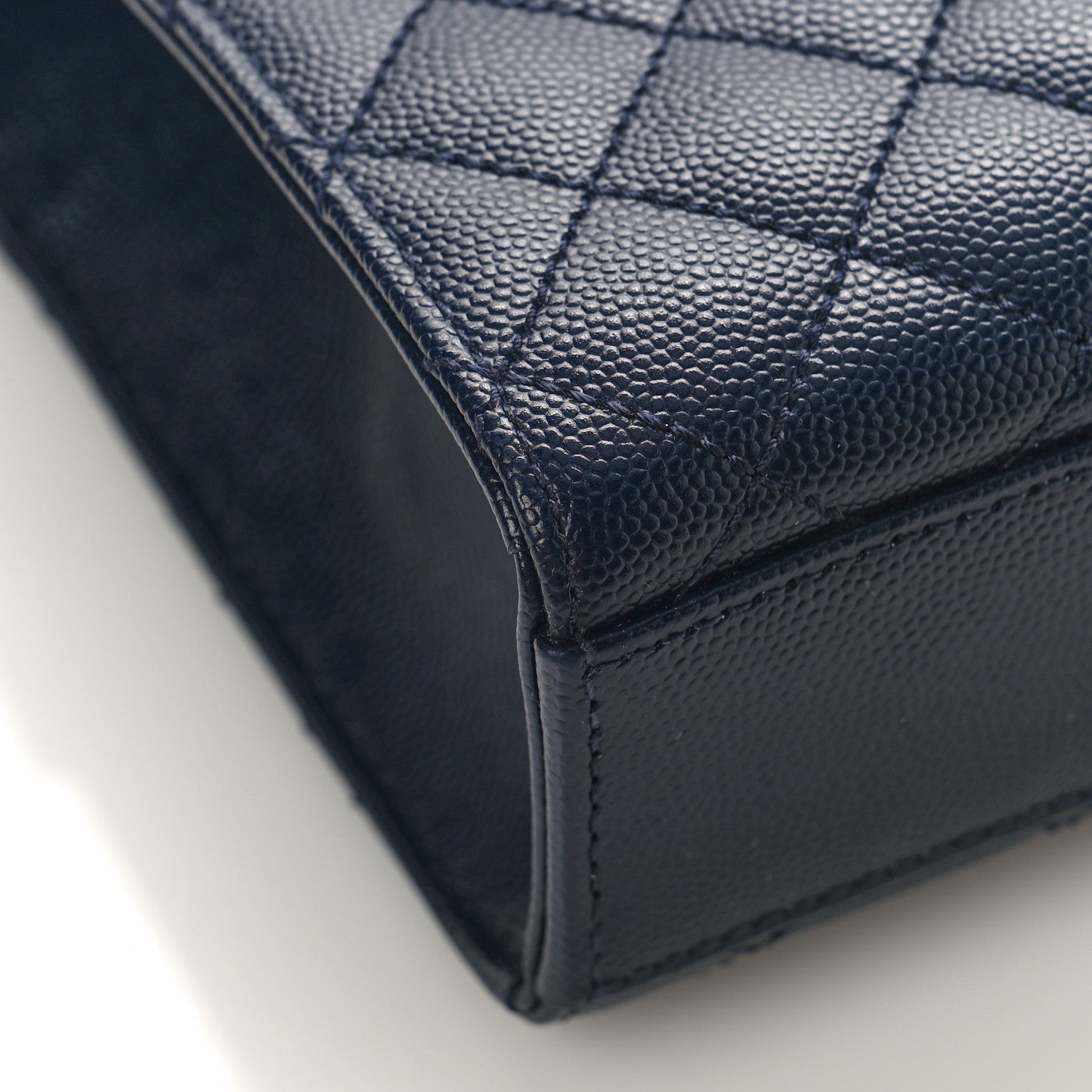 Saint Laurent Grain De Poudre Textured Mixed Matelasse Triquilt Medium Monogram Satchel Deep Marine 7 of 8