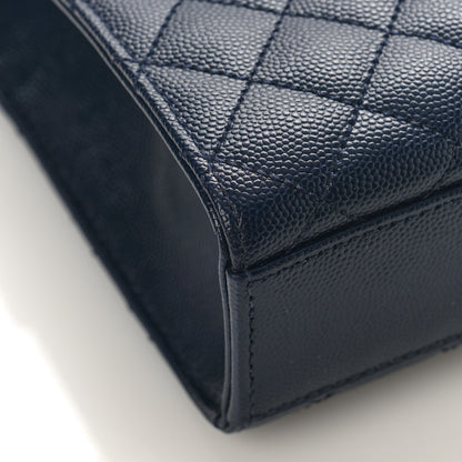 Saint Laurent Grain De Poudre Textured Mixed Matelasse Triquilt Medium Monogram Satchel Deep Marine 7 of 8