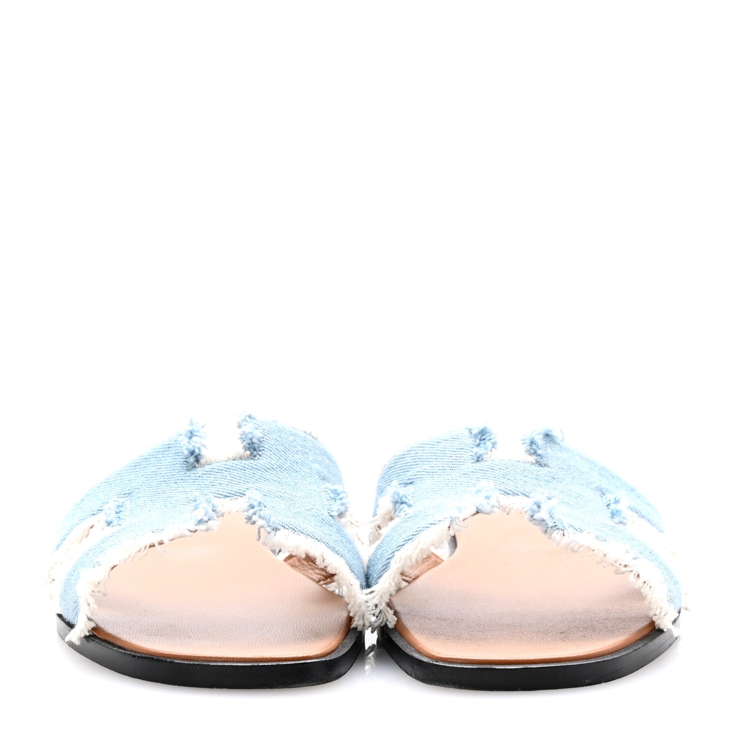 Hermes Denim Oran Fringe Sandals 36 Bleu Clair 3 of 11