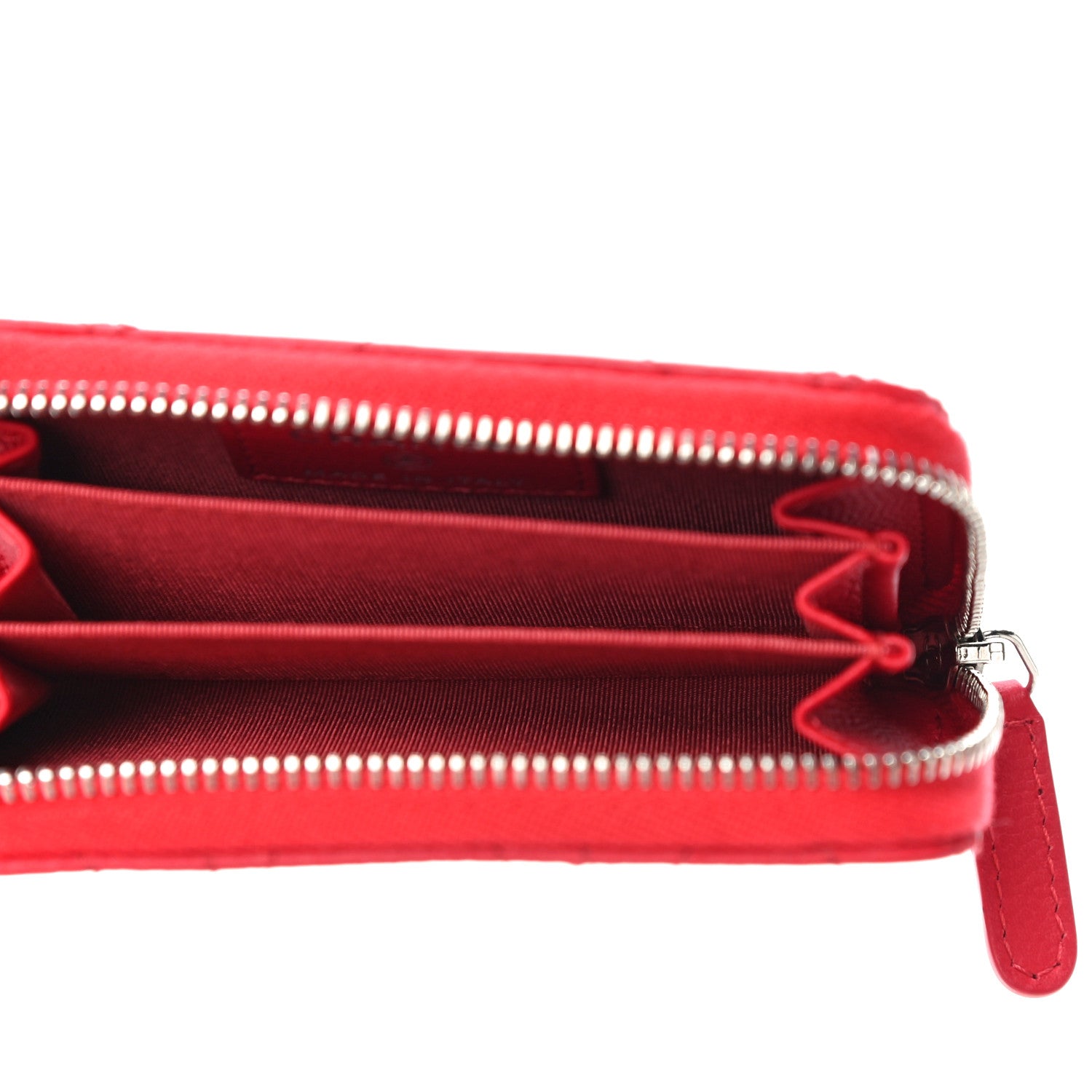 Chanel Caviar Camellia Embossed Zip Coin Purse Red 5 of 10