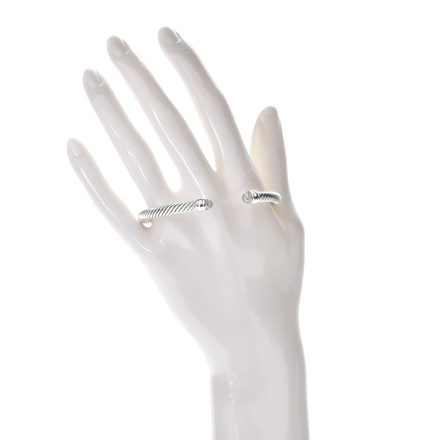 Sterling Silver Pave Diamond 5mm Cable Classics Bracelet