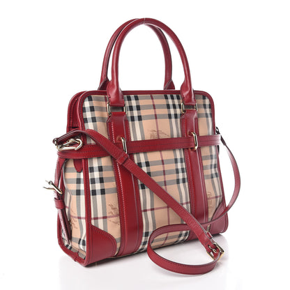 Burberry Haymarket Check Minford Portrait Tote Military Red 3 of 10
