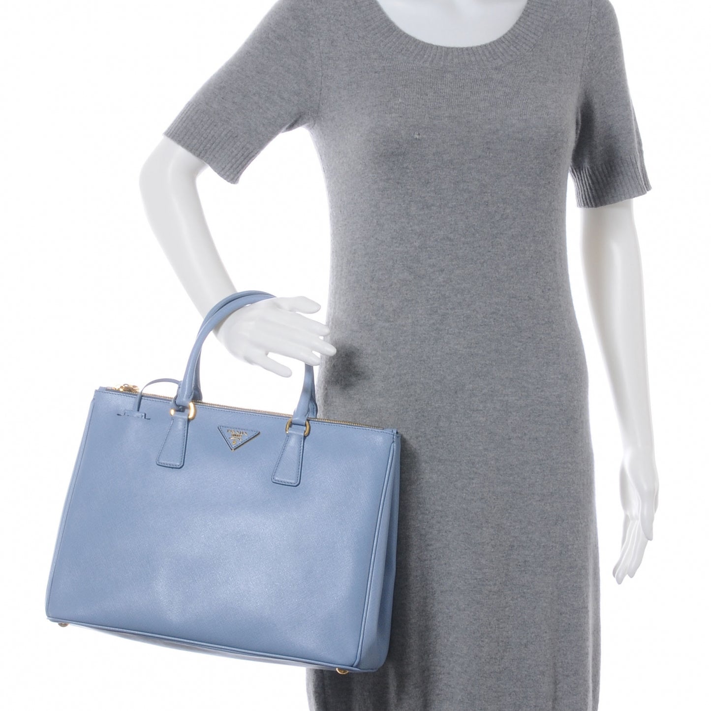 Saffiano Lux Large Galleria Double Zip Tote Astrale
