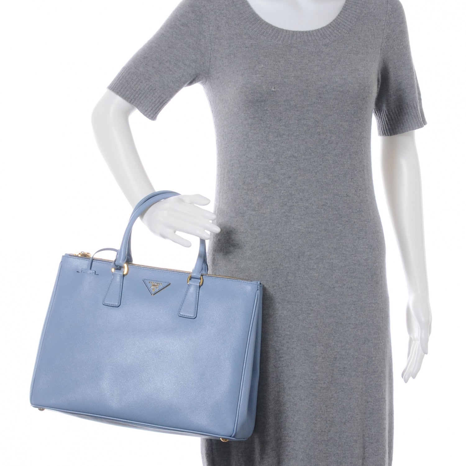 Prada Saffiano Lux Large Galleria Double Zip Tote Astrale 2 of 9