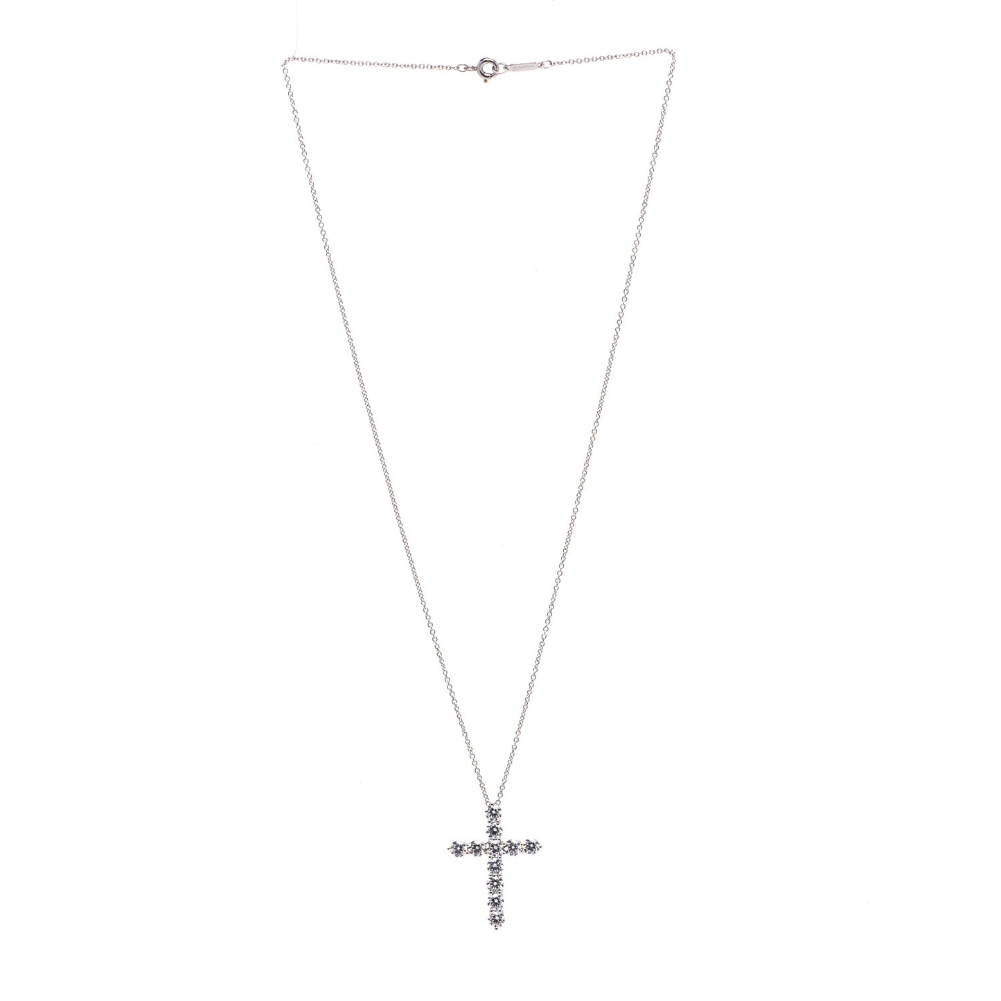 Platinum Diamond Large Cross Pendant Necklace