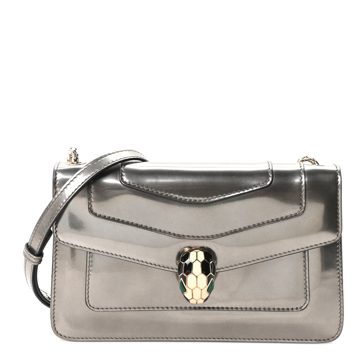 Metallic Serpenti Forever Small Shoulder Bag Silver
