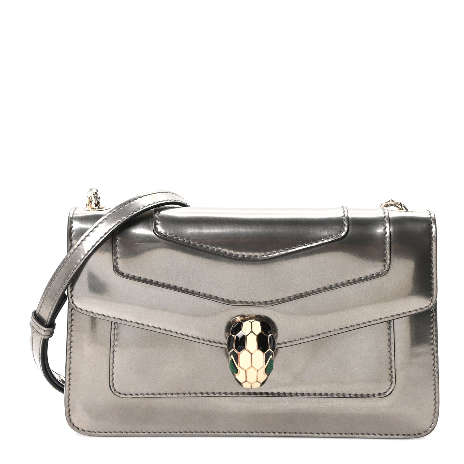 Bulgari Metallic Serpenti Forever Small Shoulder Bag Silver 1 of 9