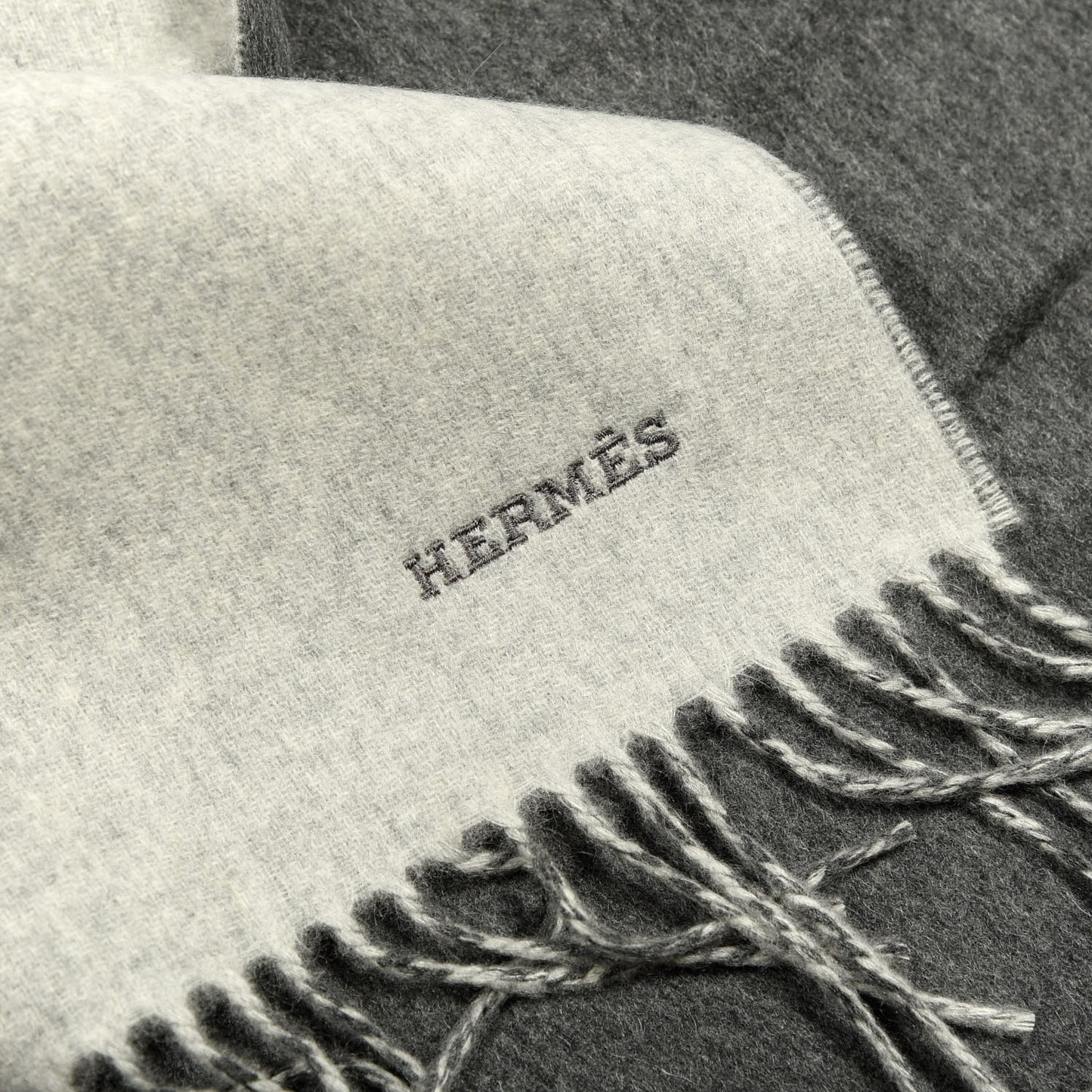 Cashmere Recto Verso Muffler Gris Clair Chiné Flanelle