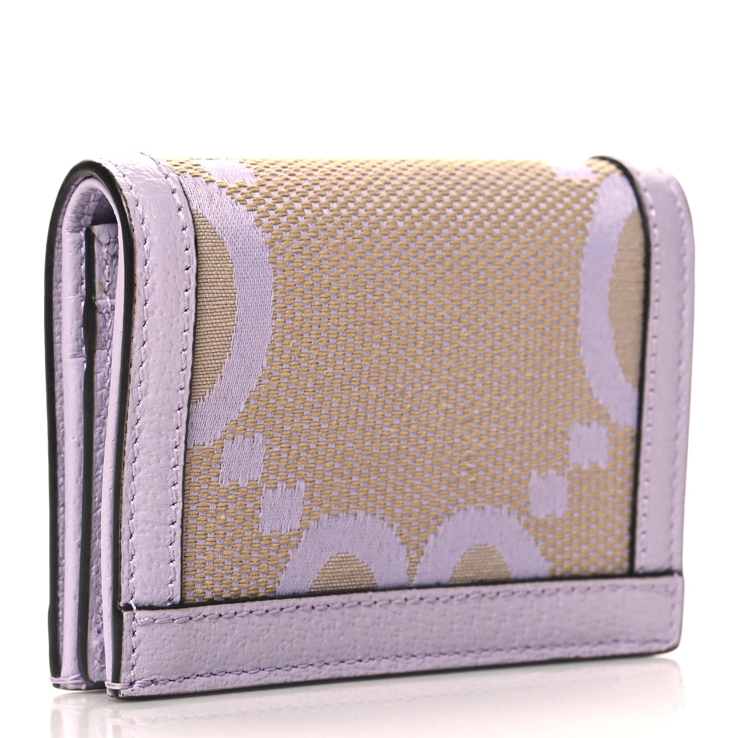 Gucci Monogram Jumbo GG Textured Dollar Calfskin Ophidia Card Case Beige Lapis 3 of 9