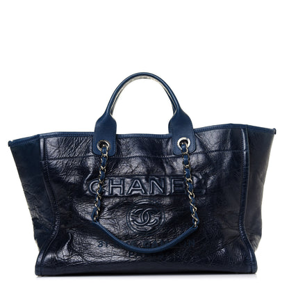 Chanel Glazed Calfskin Large Deauville Tote Blue 1 of 12