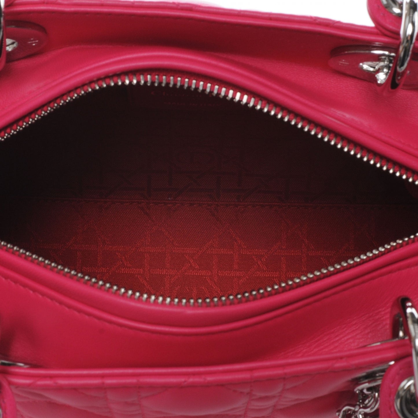 Lambskin Cannage Medium Lady Dior Hot Pink