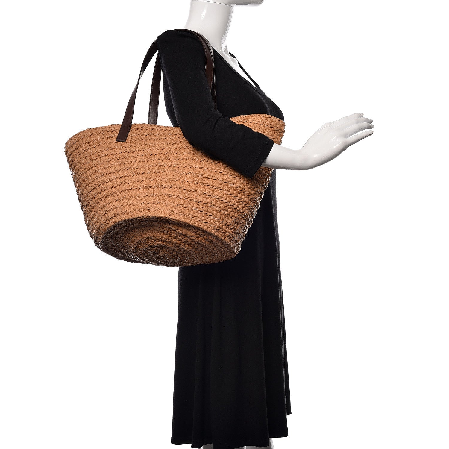 Saint Laurent Raffia Calfskin Medium Panier Tote 2 of 9