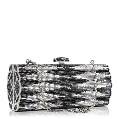 Judith Leiber Swarovski Crystal Cosmojet Minaudiere Clutch Black Silver 3 of 10