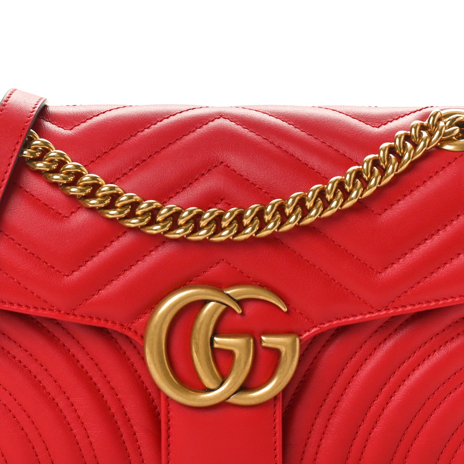 Gucci Calfskin Matelasse Small GG Marmont Shoulder Bag Hibiscus Red 8 of 10