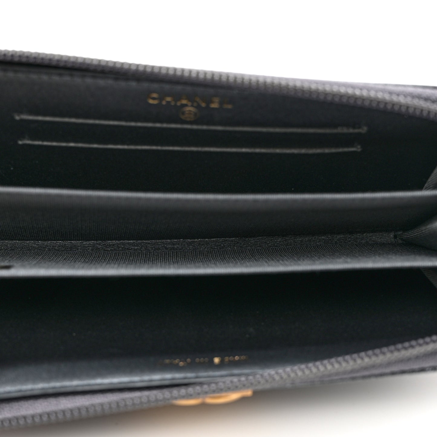 Metallic Calfskin Quilted Small Boy Zip Around Wallet Charcoal