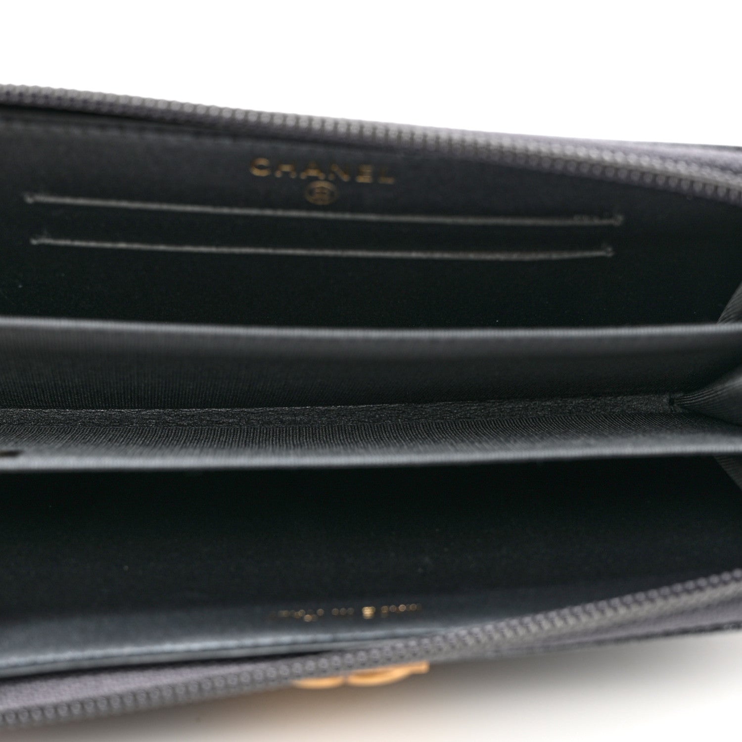 Chanel Metallic Calfskin Quilted Small Boy Zip Around Wallet Charcoal 5 of 8