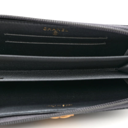Chanel Metallic Calfskin Quilted Small Boy Zip Around Wallet Charcoal 5 of 8
