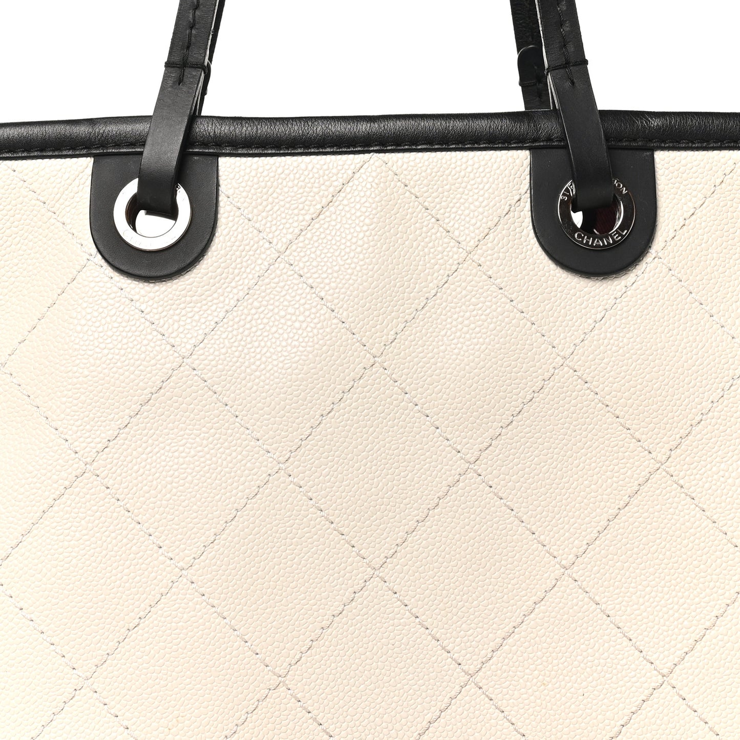 Grained Calfskin Shopping Fever Tote White