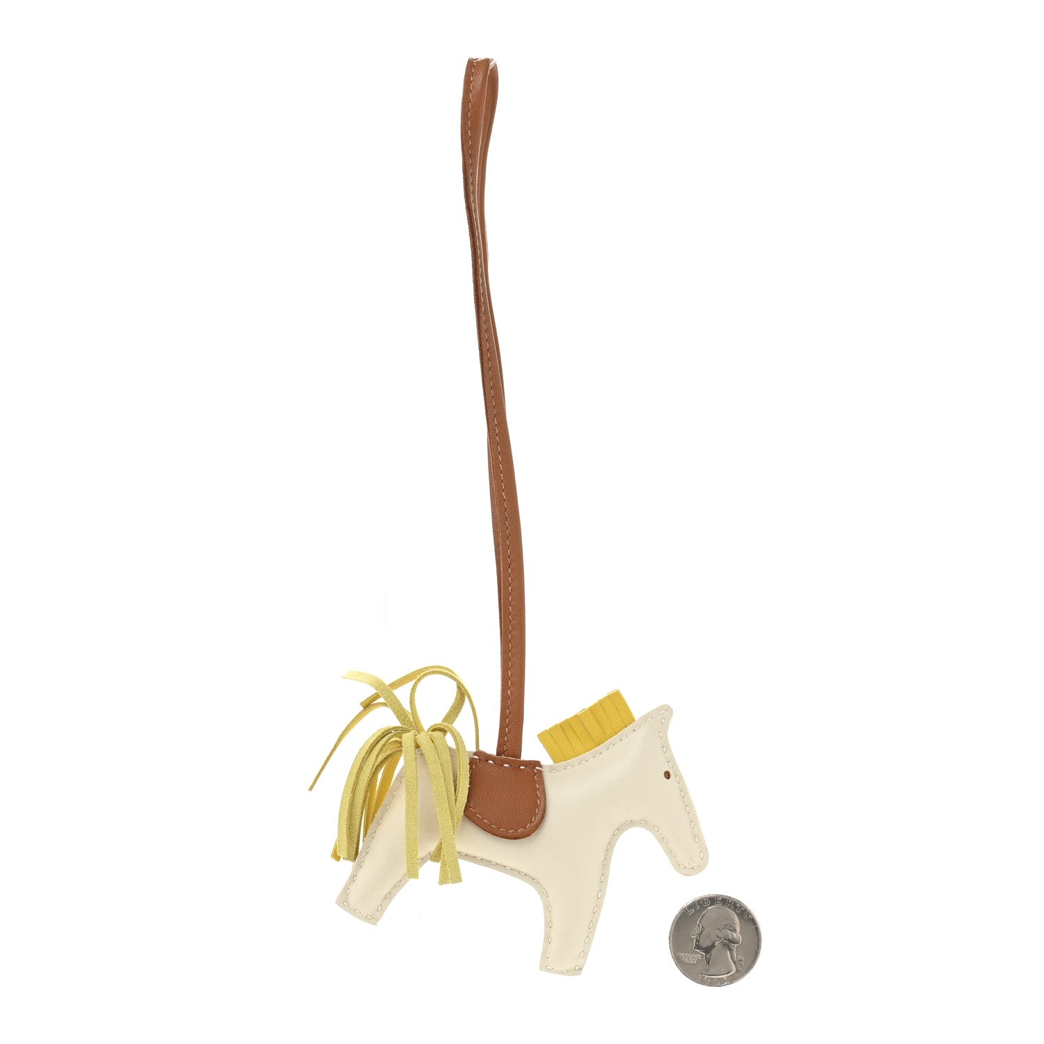 Hermes Milo Lambskin Grigri Rodeo Horse Bag Charm PM Craie Gold Jaune De Naples 2 of 4