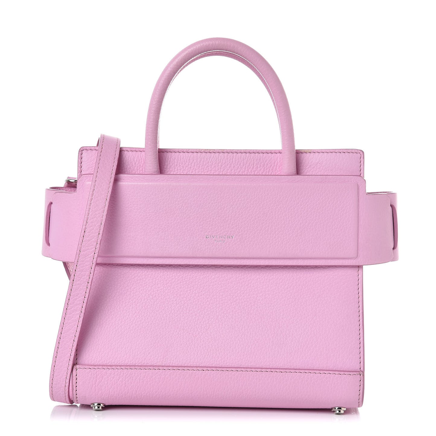 Grained Calfskin Mini Horizon Satchel Bright Pink
