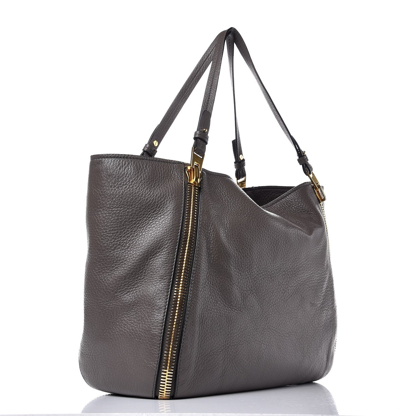 Grained Calfskin Sedgwick Medium Zipper Tote Graphite