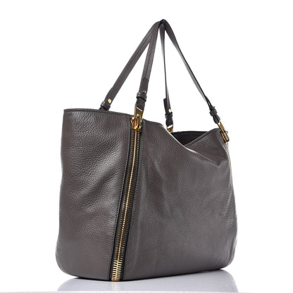 Tom Ford Grained Calfskin Sedgwick Medium Zipper Tote Graphite 3 of 16