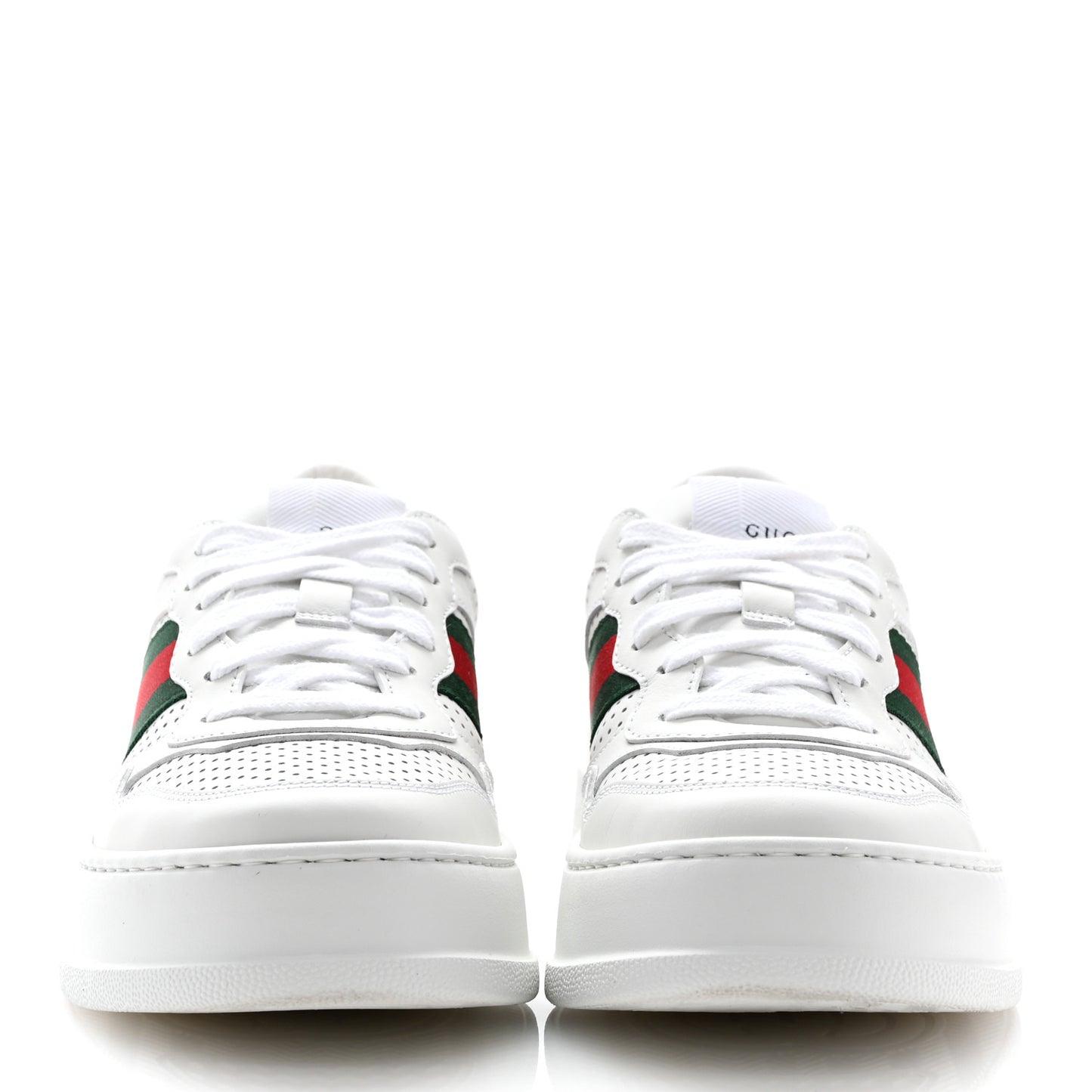 Calfskin Web Perforated Womens Platform 55mm Sneakers 38.5 White Bright Splash