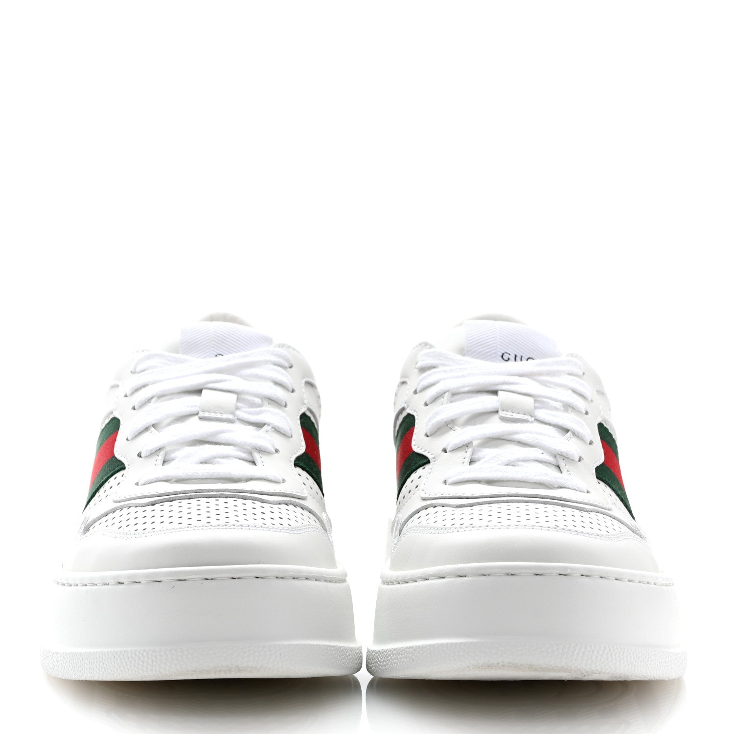 Gucci Calfskin Web Perforated Womens Platform 55mm Sneakers 38.5 White Bright Splash 3 of 9