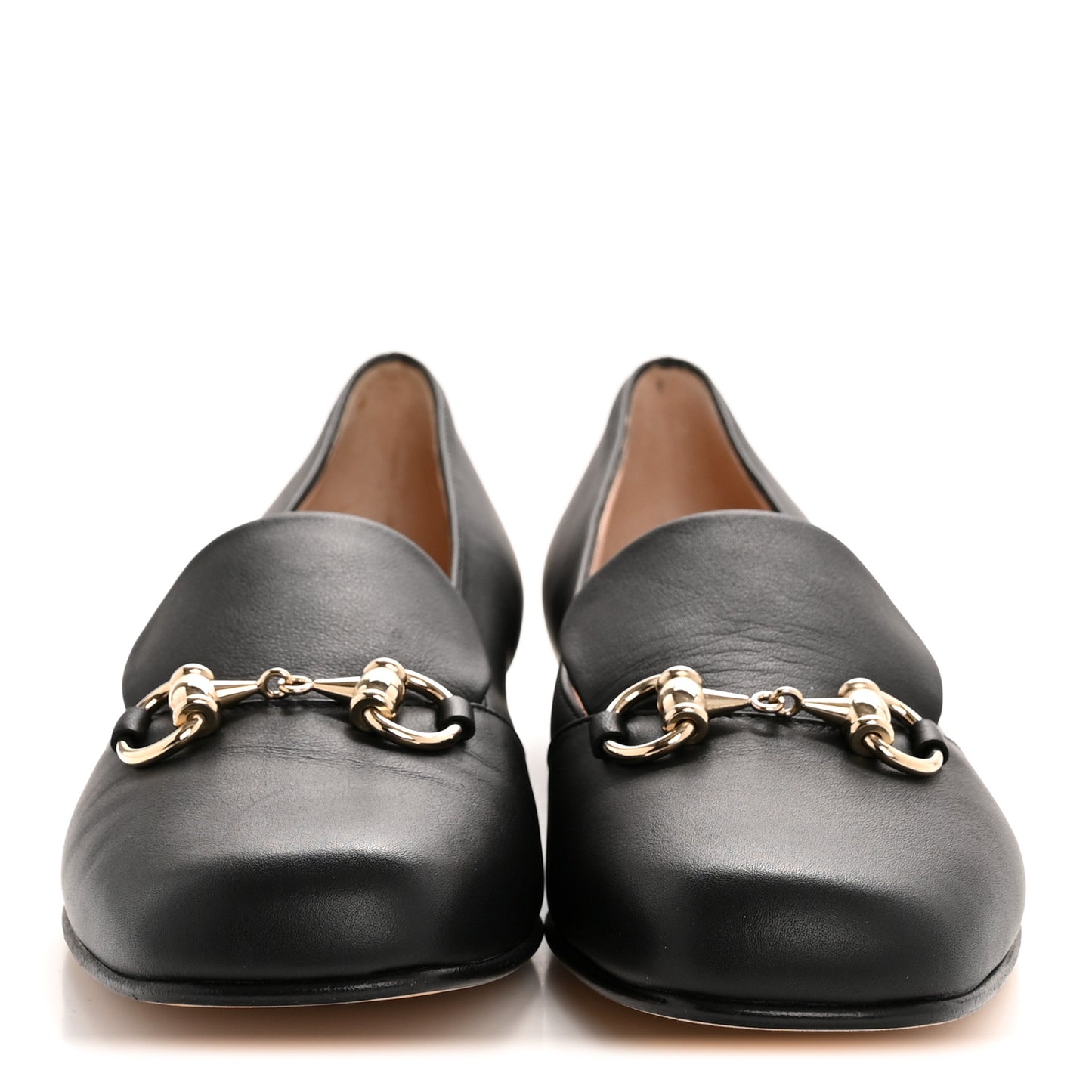 Calfskin Womens Horsebit Loafers 36.5 Black