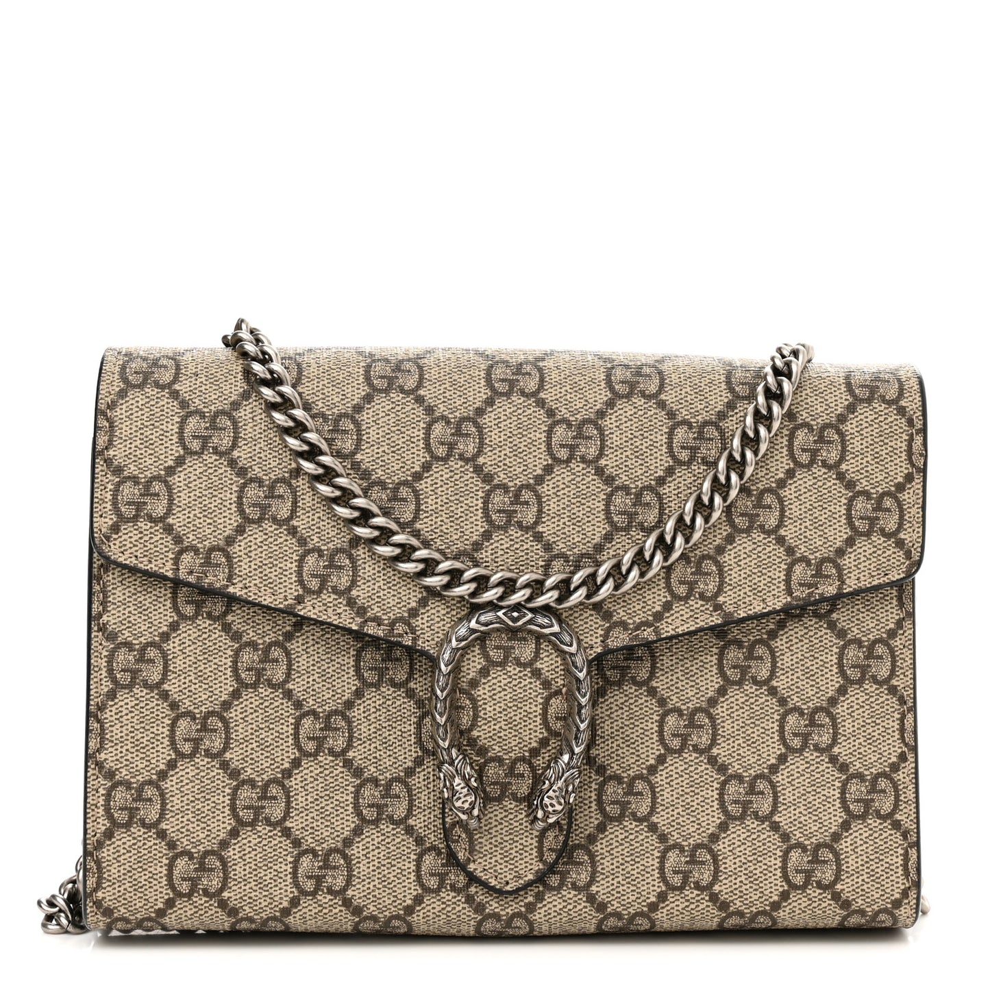 GG Supreme Monogram Mini Dionysus Chain Wallet Beige Black