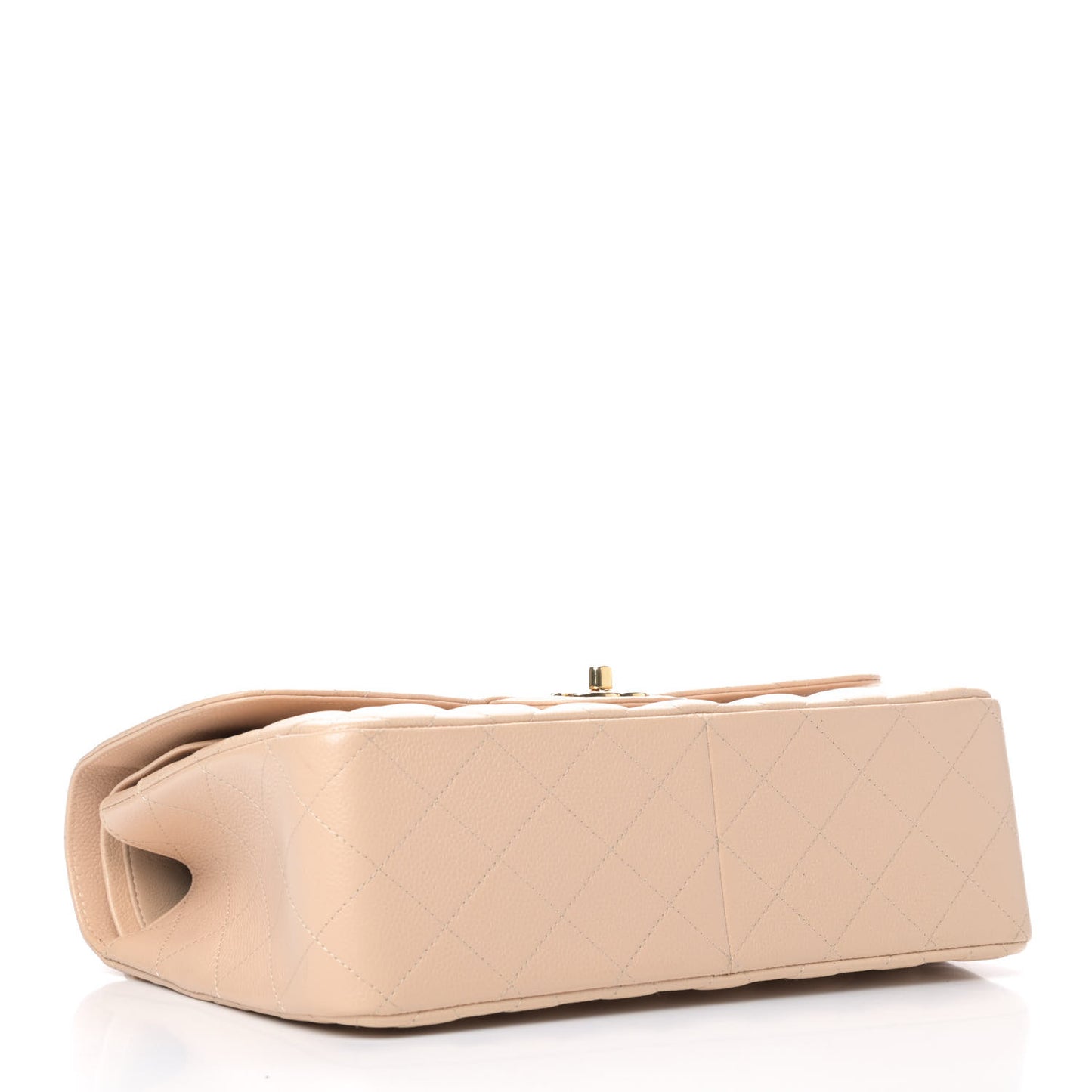Caviar Quilted Jumbo Double Flap Beige Clair
