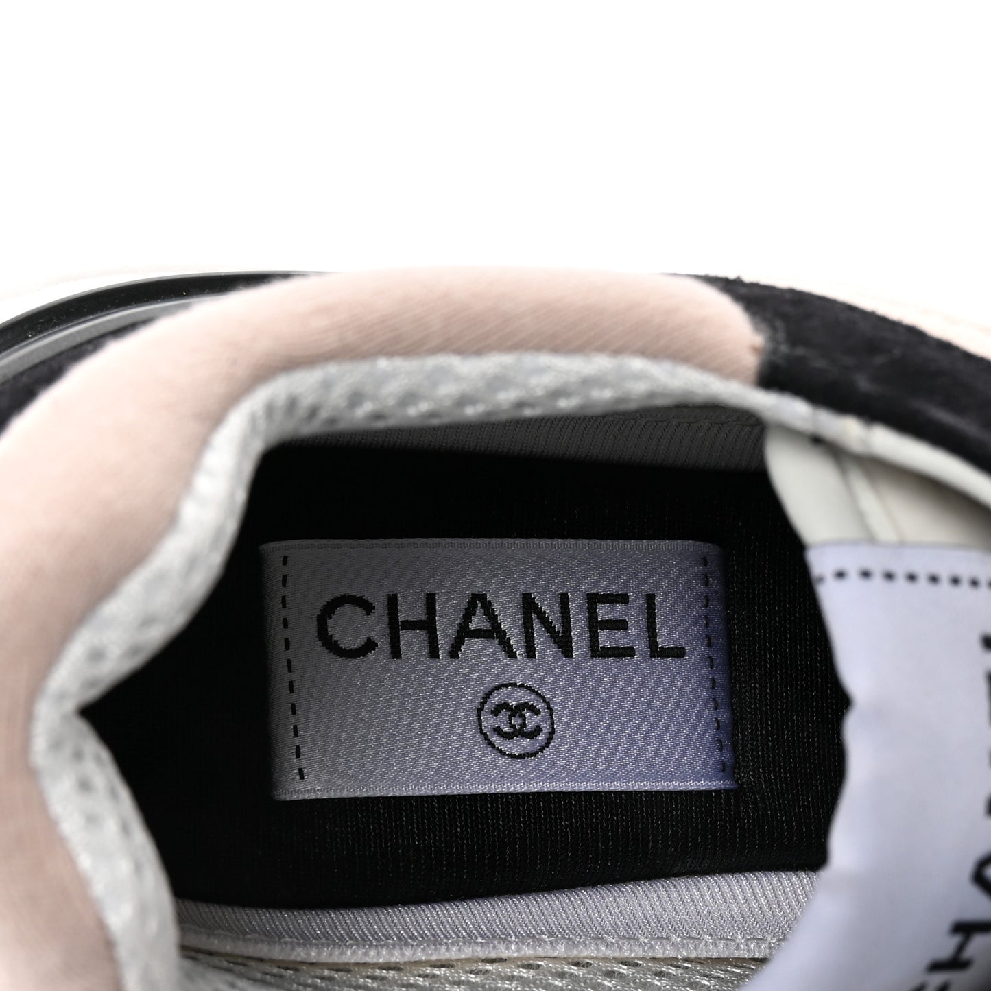 Suede Calfskin Fabric CC Sneakers 35.5 Dark Grey Light Pink