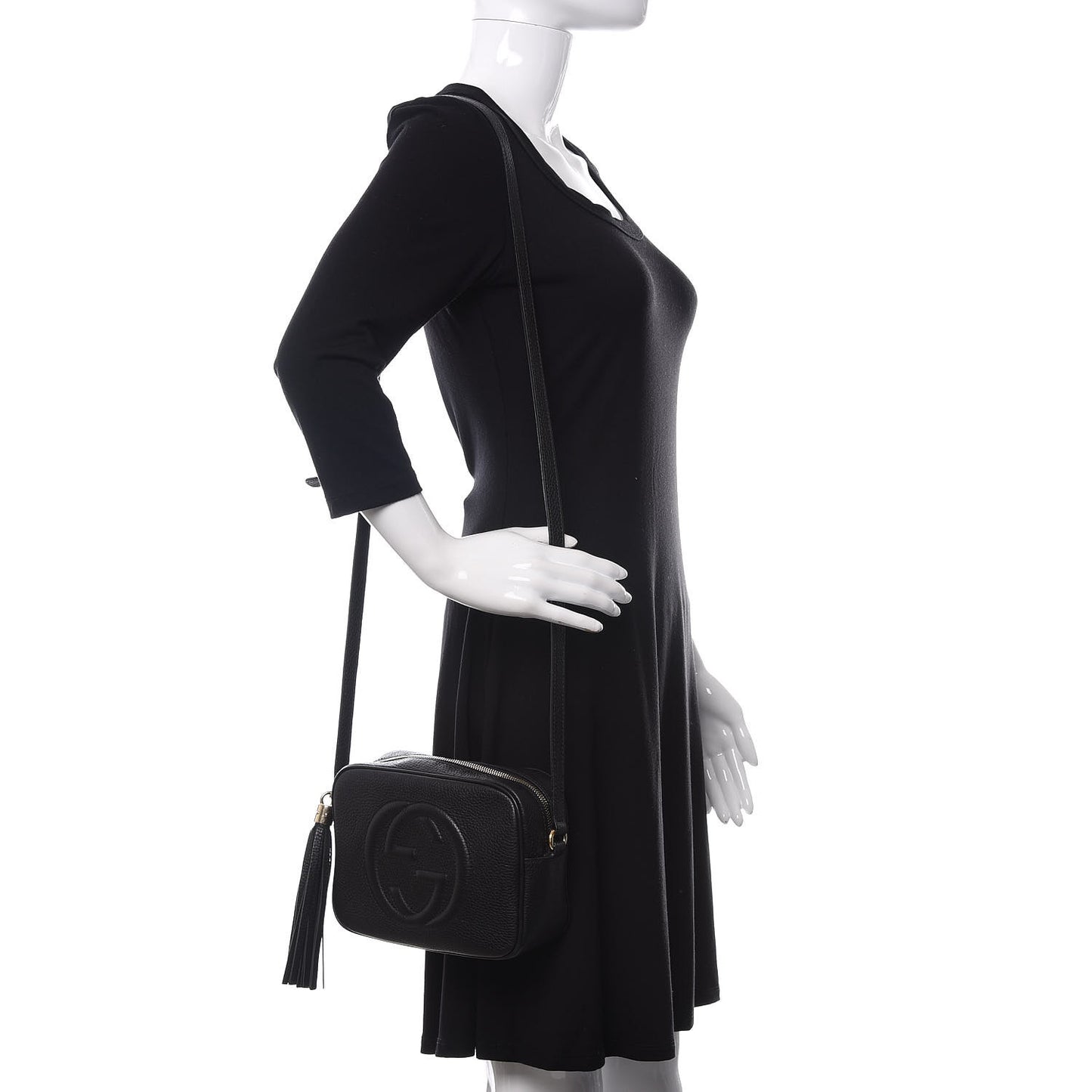 Pebbled Calfskin Small Soho Disco Bag Black