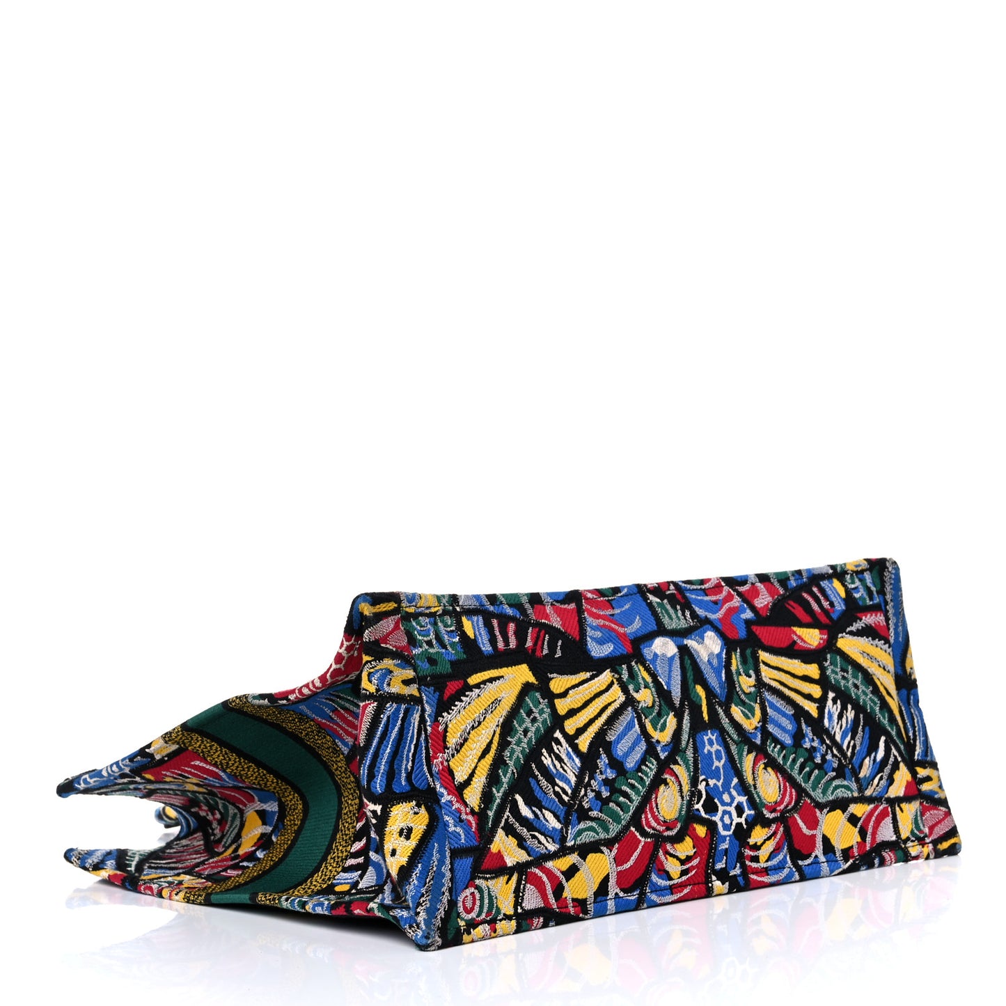 Canvas Embroidered Butterfly Book Tote Black Multicolor
