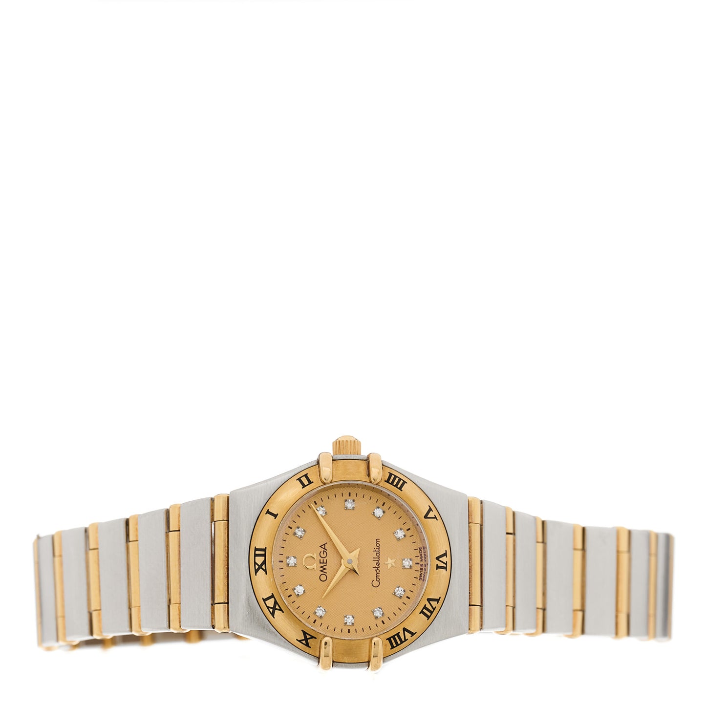 Stainless Steel 18K Yellow Gold Diamond 22mm Constellation Quartz Watch Champagne