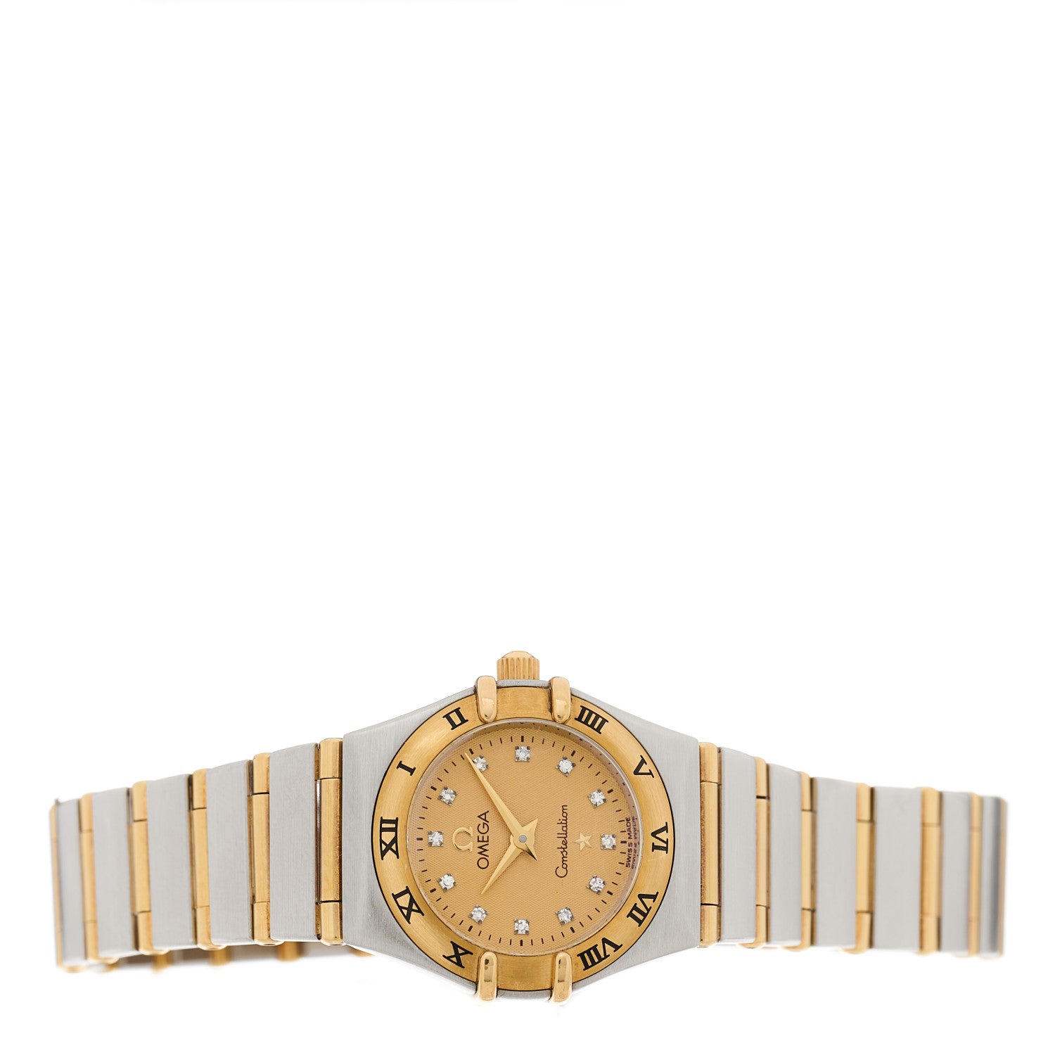 Omega Stainless Steel 18K Yellow Gold Diamond 22mm Constellation Quartz Watch Champagne 2 of 4