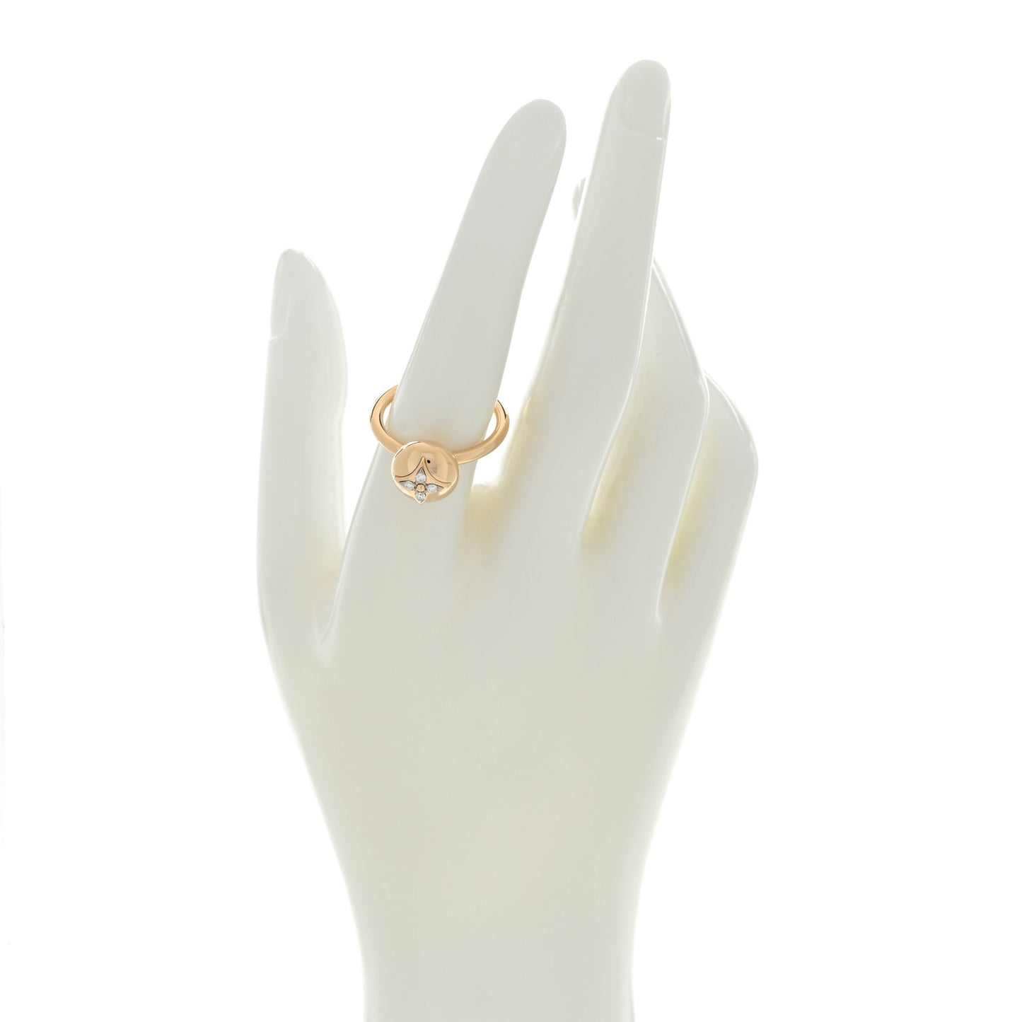 18K Yellow White Gold Diamond B Blossom Ring 56 7.5