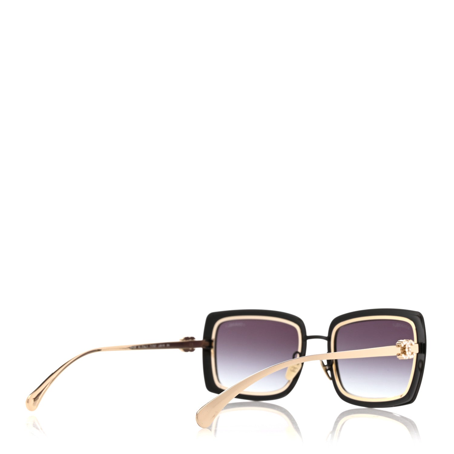 Chanel Metal Crystal CC Logo Sunglasses 71707 Black Gold 1863219