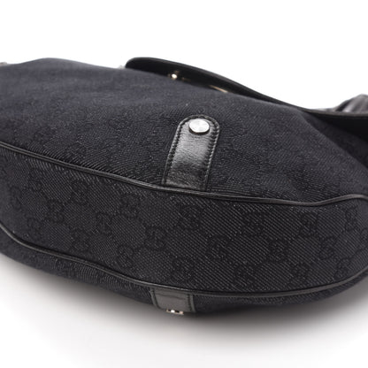 Gucci Denim Monogram Britt Tassel Shoulder Bag Black 7 of 10