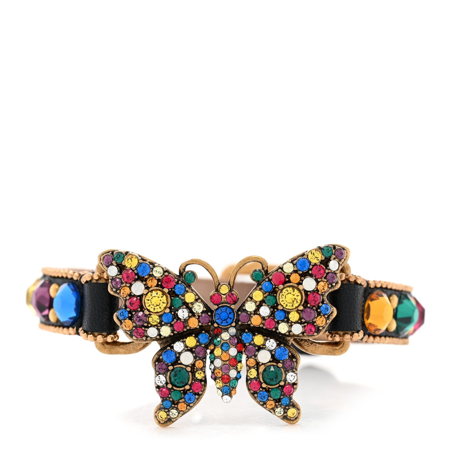 Gucci Calfskin Crystal Butterfly Bracelet Multicolor 1 of 9